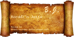 Bordán Jetta névjegykártya